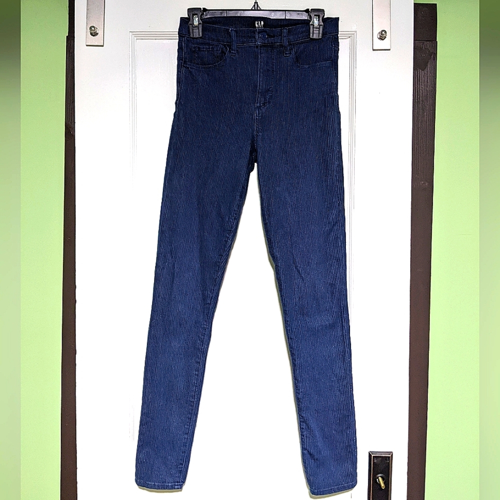 Gap Denim Railroad Striped Blue Jeans Sz 2 / 26